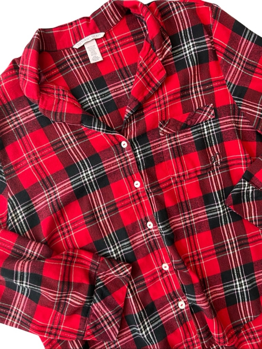 Victoria's Secret Flannel Plaid Simmer long sleeve pajama top Size Large